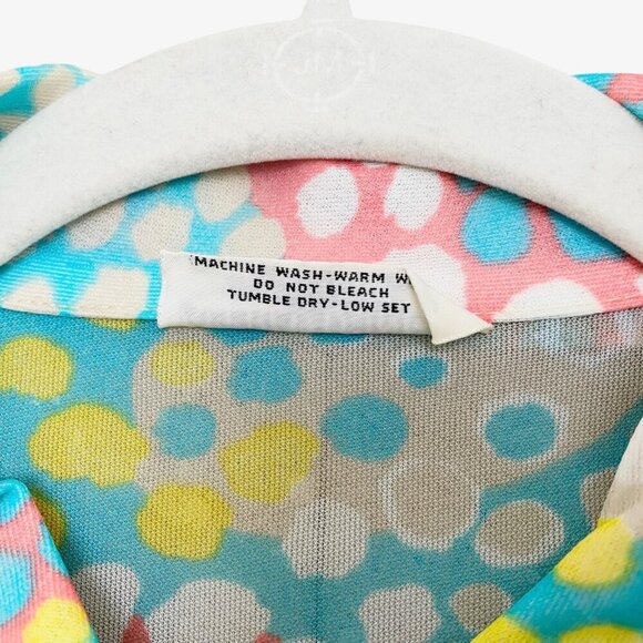 Vintage 60s Abstract Dot Print Button Up Top - Picture 5 of 6